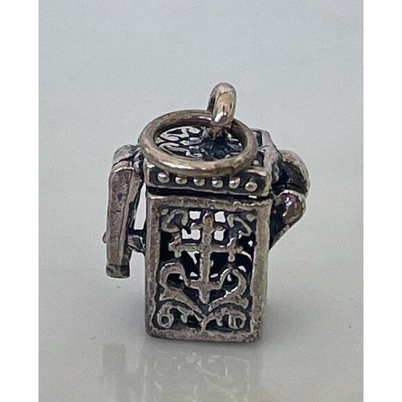 Vintage Sterling Silver Prayer Box Charm Pendant Cross Christian - Picture 3 of 8